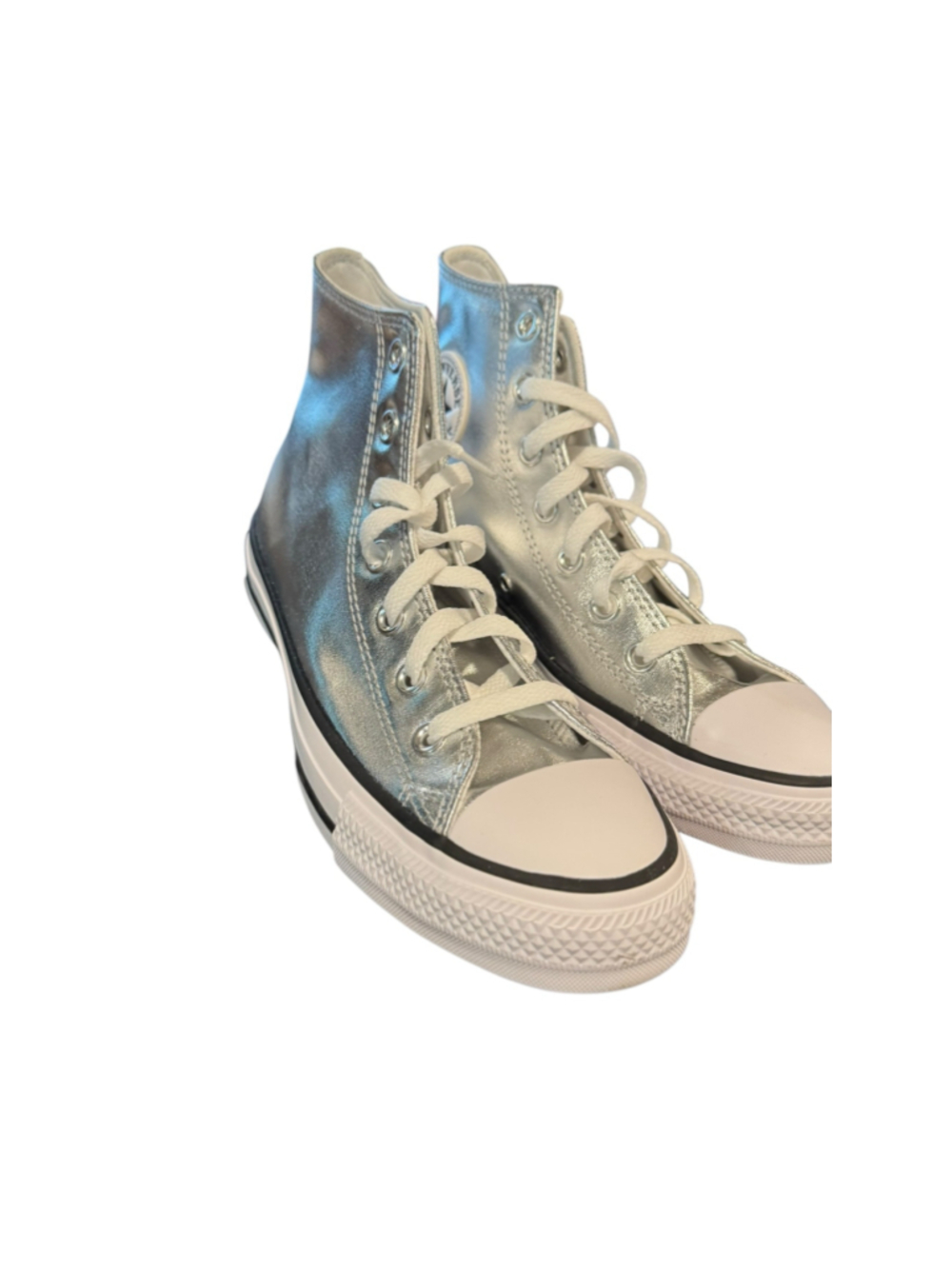 Women's Converse silver High Top Sneakers Size 8 - Picture 4 of 8